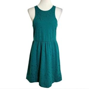 Free People Jacquard Sleeveless Green Dress